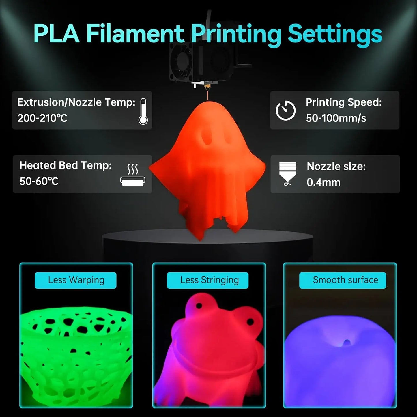 SUNLU PLA Glow in Dark PLA Filament Neatly Wound Luminous 1.75mm 1KG/Roll Fit Most FDM 3D Printer Fast Shipping EU Warehouse