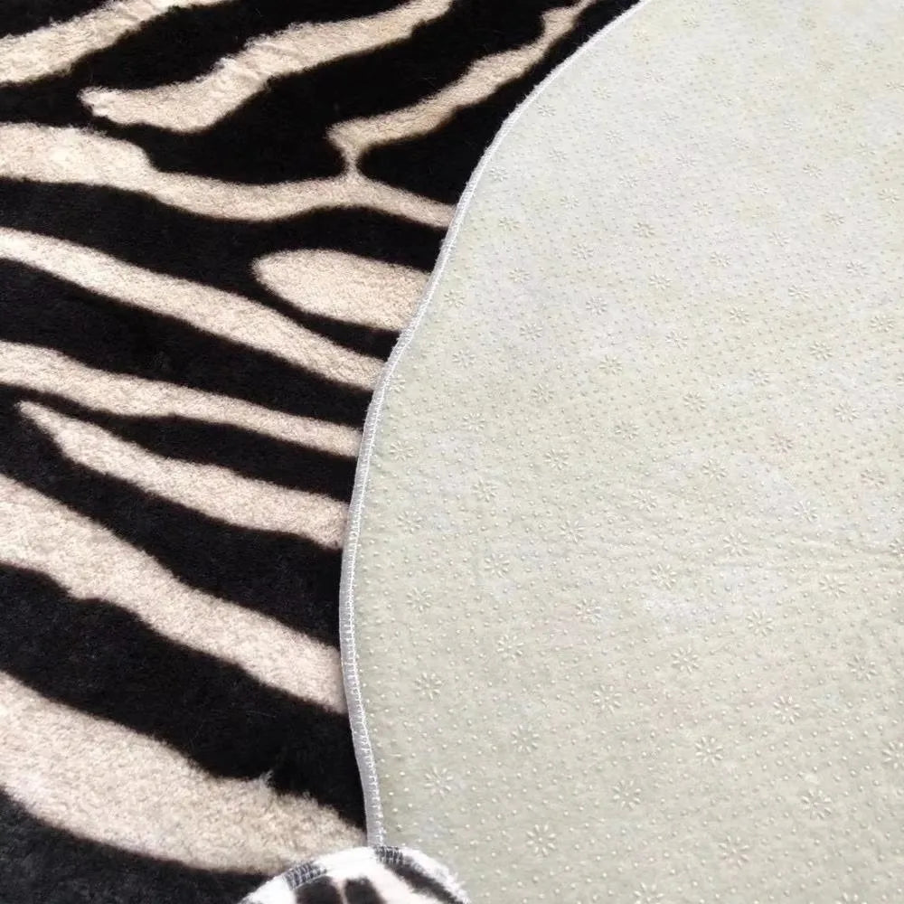 Muzzi Zebra Printed Carpet Pv Velvet Imitation Leather Rugs Animal Skins Natural Shape Carpets Decoration Faux Fur Mats130x180