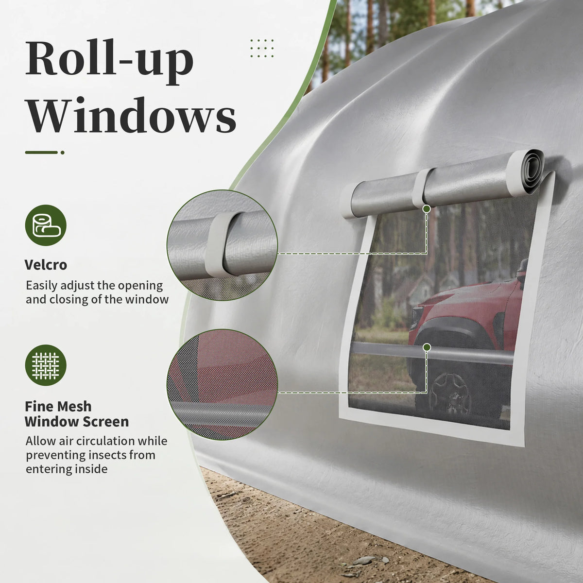 Polar Aurora 20x30 FT Heavy Duty Curved Carport, Portable Car Tent Garage with Reinforced Galvanized Steel Frame, Enclosed Car Port Canopy with Roll-Up Windows & Doors for Truck, Boat, Silver
