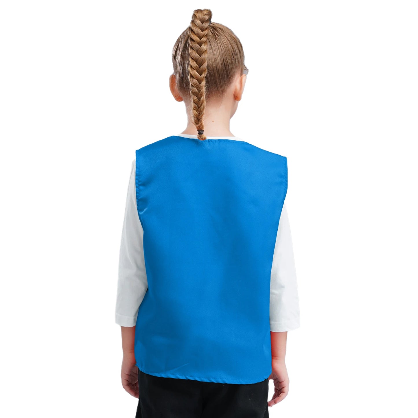 Kids Boys Girls Button Volunteer Vest Solid Color V Neck Sleeveless Waistcoat Volunteers School Camp Activities Uniform