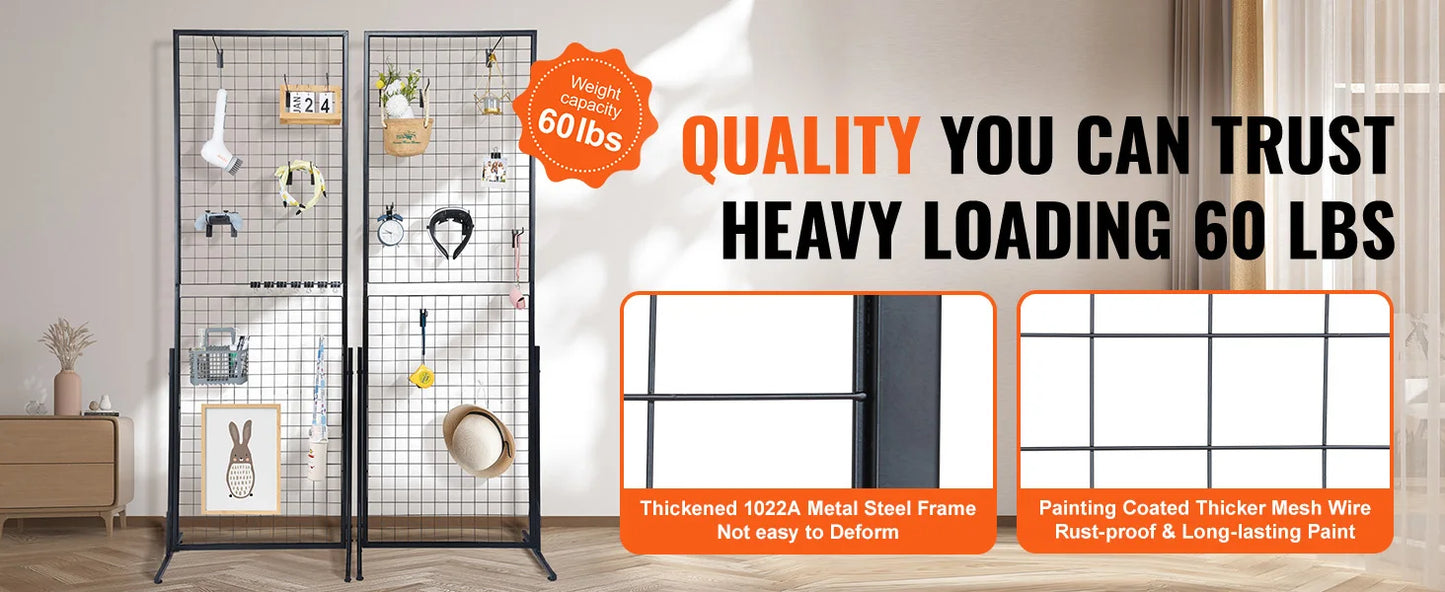 SucceBuy Grid Wall Panels Tower Wire Gridwall Display Racks Double Side Gridwall Panels for Art Craft Shows Retail Shop w/ Hooks