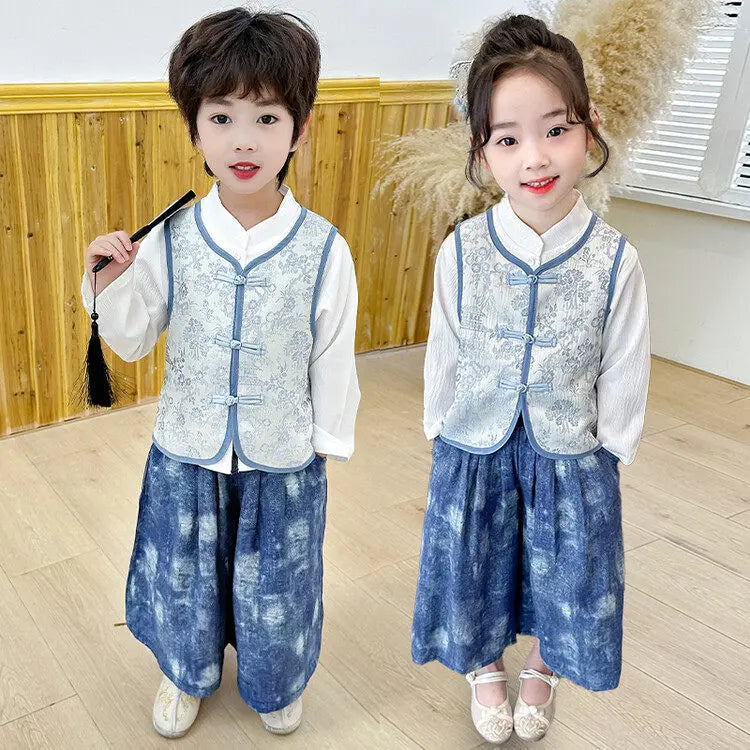 Chinese Hanfu Children Clothing Cosplay Performance Costume Kids Clothes Ethnic Style Children's Sets Girl Suit Two Piece Boy
