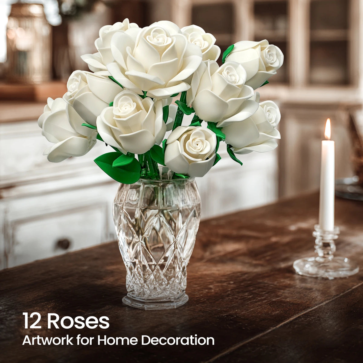 Roses Bouquet Building Blocks Set Artificial Flowers Home Decor Wedding Floral Bricks Toys Christmas Valentines Gift for Adults