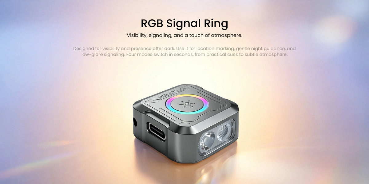 SOFIRN Mini EDC SE1 300LM Pocket Flashlight RGB Signal Ring with UV Light and Magnetic for Night Run Door Check