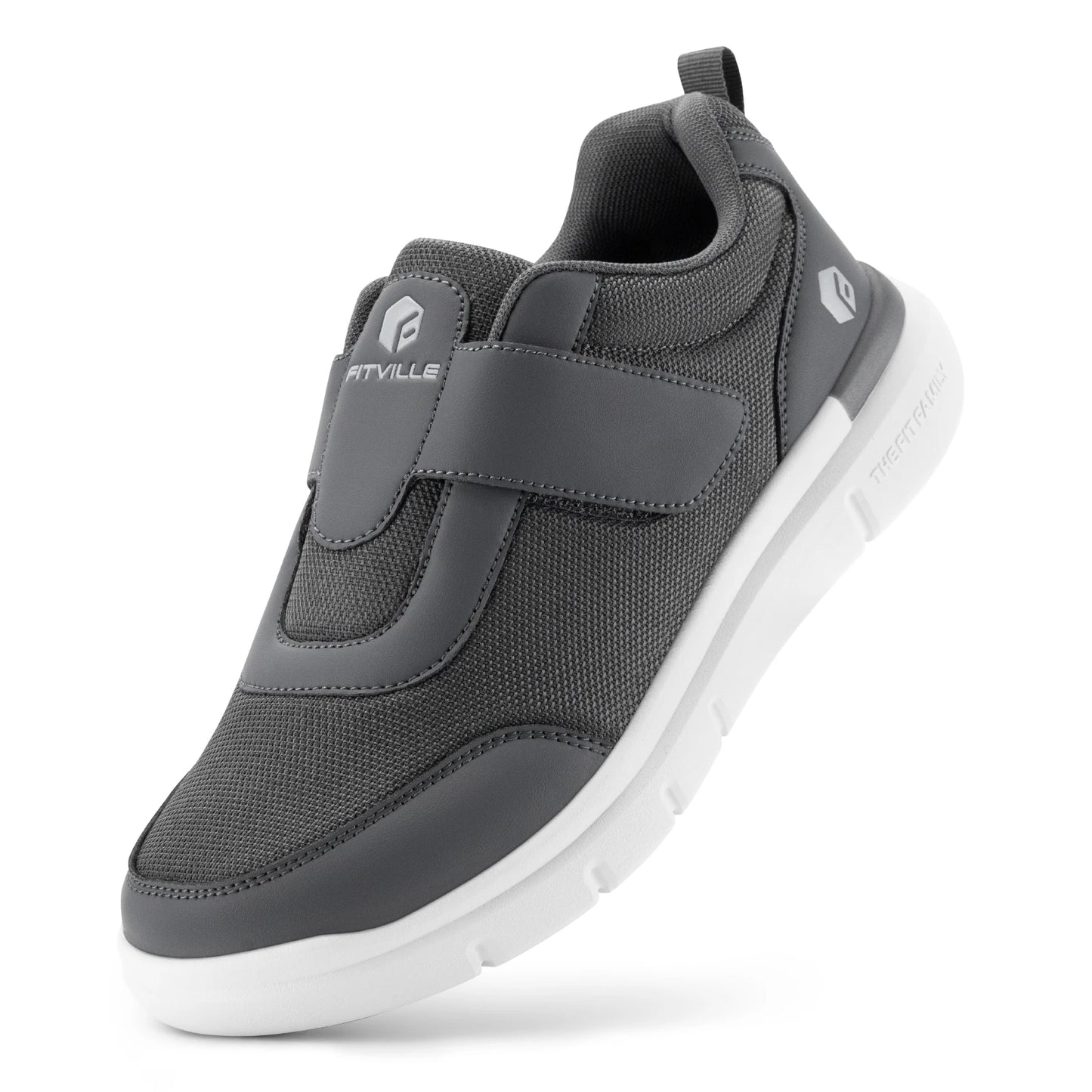 FitVille Extra Wide Men's Diabetic Shoes for Elder Orthopedics Feet Swollen Adjustable Walking Shoe Elderly Foot Pain Relief