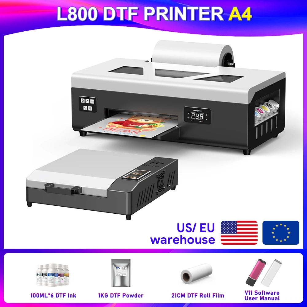 OYfame US EU Stock A3 A4 DTF Printer Impresora UV DTF A3 For Epson XP600 DTF Tshirt Printing Machine A3 For L805 UV DTF Printer