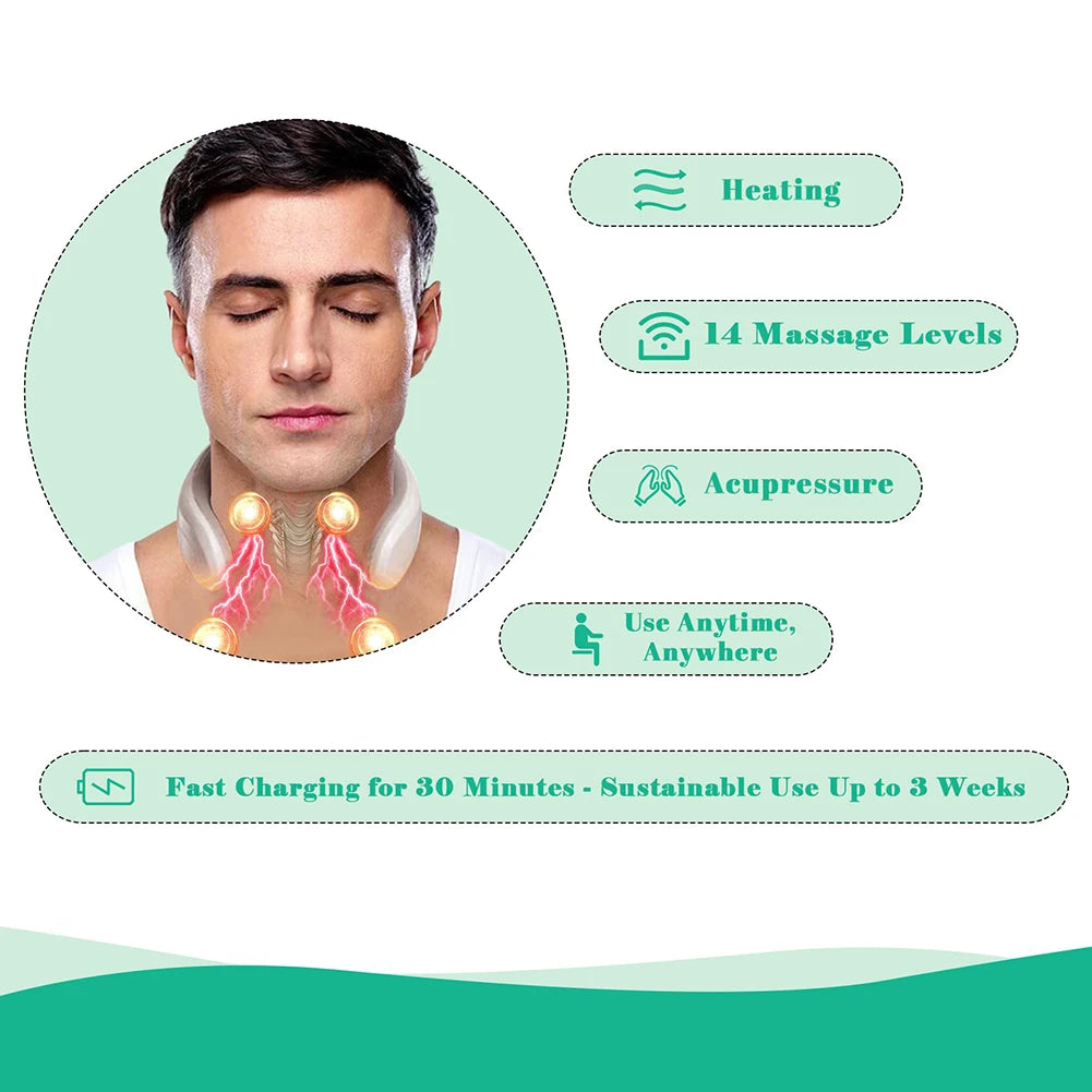 Portable 4 Heads Vibration Back Massager USB Rechargeable Electric Massage Instrument for Back Waist Muscle Relax Home Office Relaxation Tool
