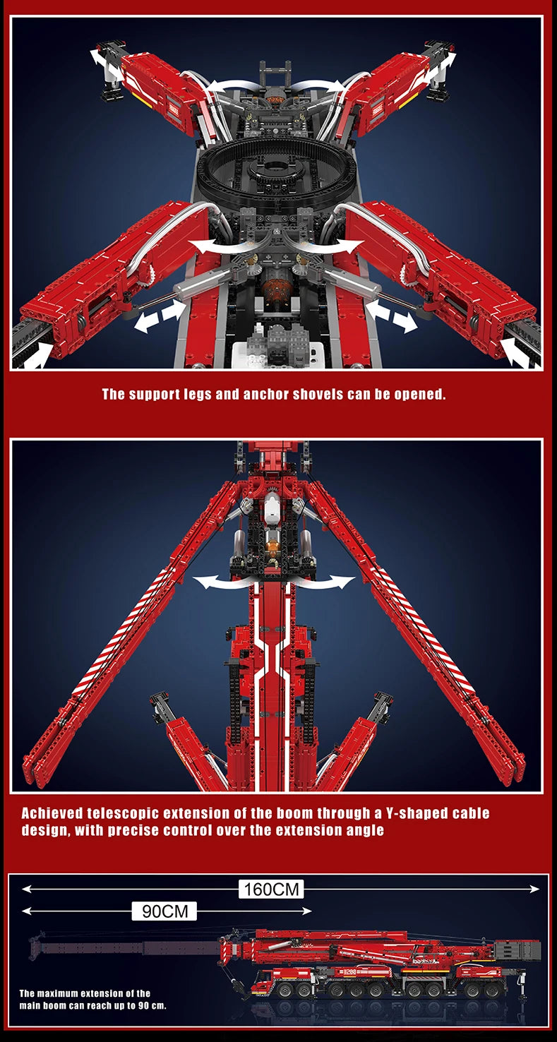 Mould King 17007/17008 Technical Car Toys Motorized LTM 11200 Crane Truck Building Block Assembly Model Brick Kid Christmas Gift