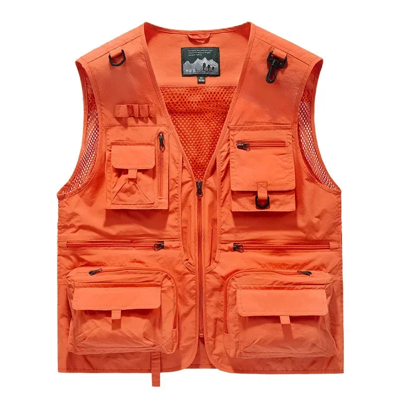 Multipocket Quick Dry Mesh Fishing Vests Men Outdoor Tactical Vest Hiking Hunting Casual Fisherman Vest Solid Sleeveless Coats