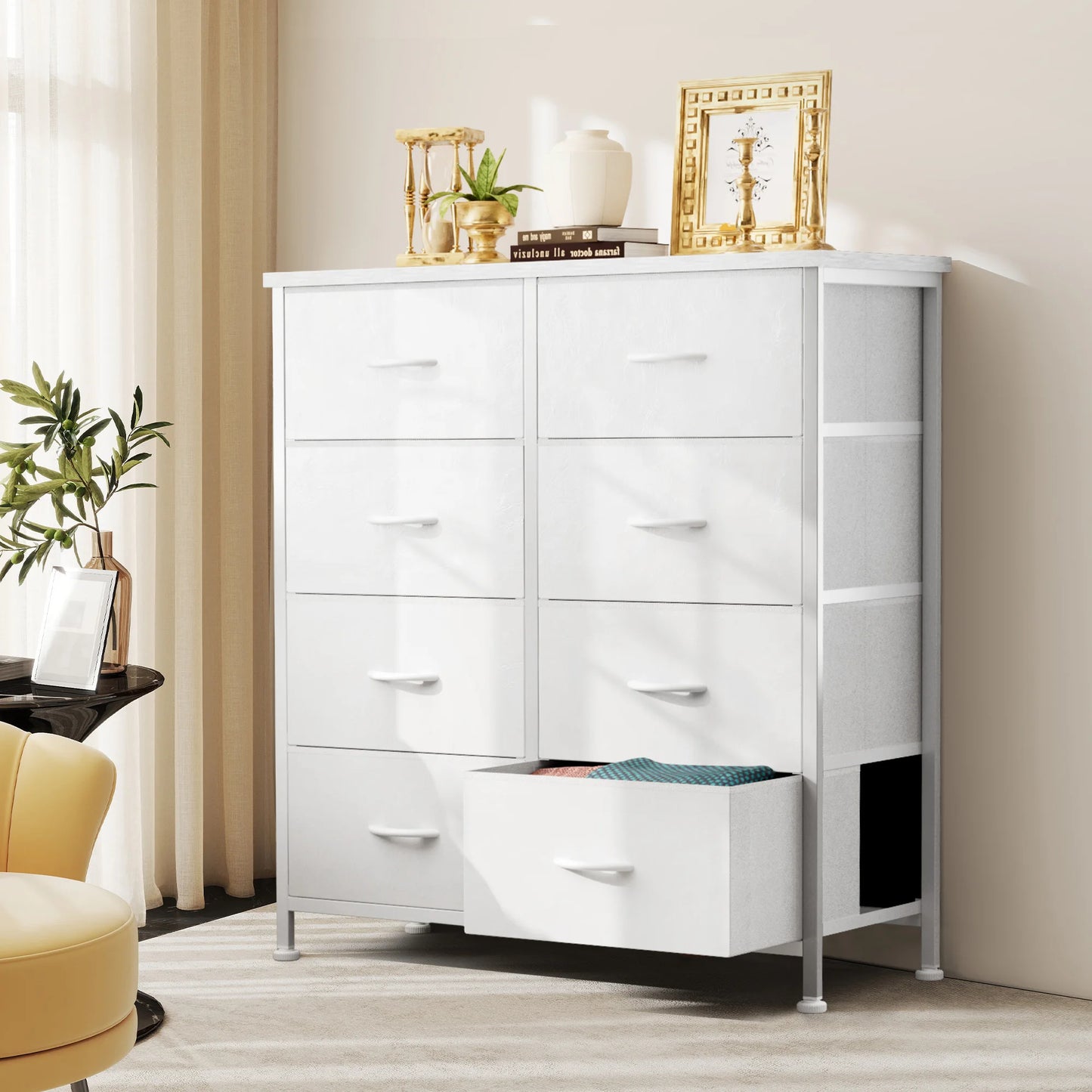 JHK Kids Wardrobe Dresser With 8 Drawers Steel Frame