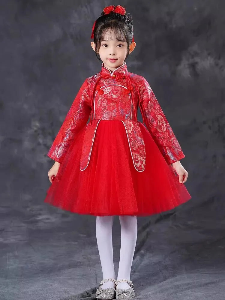 Kids Dresses for Girls Clothes Chinese New Year Dress Baby Princess Hanfu Party Cosplay Performance Costumes Children Clothing