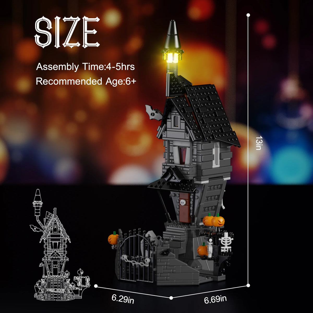 BuildMoc Halloween Nightmare House Building Blocks Set Pumpkin Ghost Skeleton Hut Bricks Toys Children Christmas Birthday Gifts