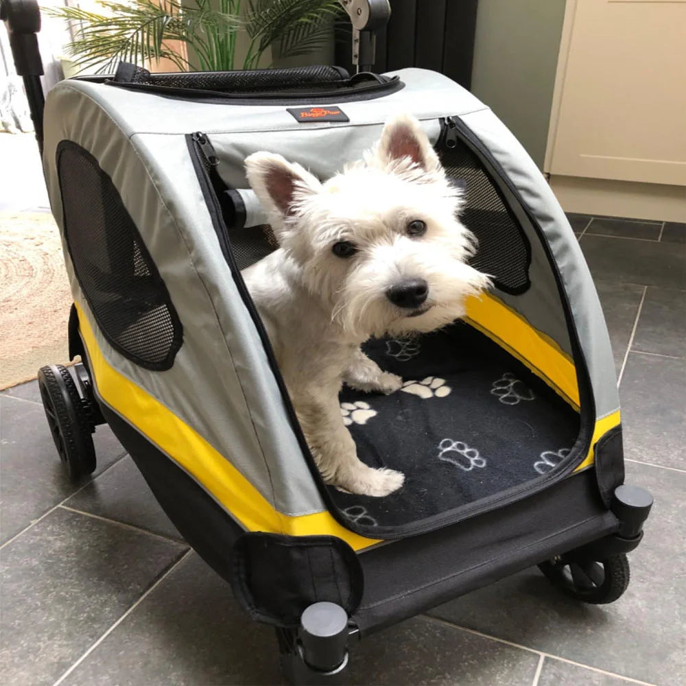 Premium Dog Stroller Pram 4 Wheel Foldable Cart Travel Walk Pet Jogger Wagon for Small Medium Large Dogs