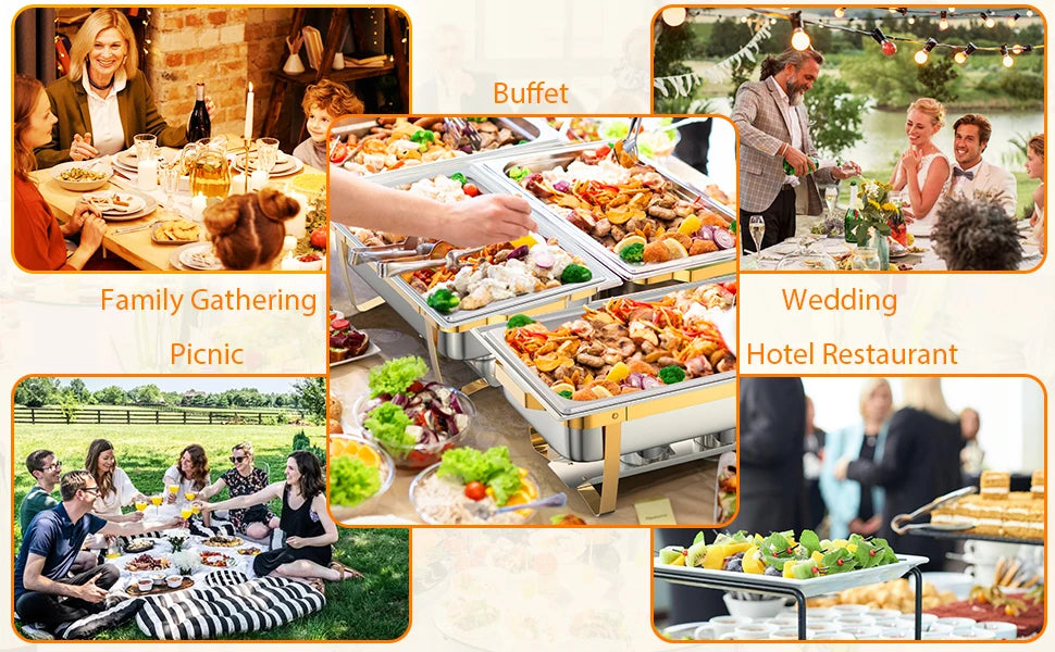 Tacleekii 2 4 6 Pack Chafing Dishes Buffet Set 8QT Rectangle Catering Food Warmers Complete Set Stainless Steel Buffet Servers and Warmers with Lid Complete Set for Parties Banquets Weddings