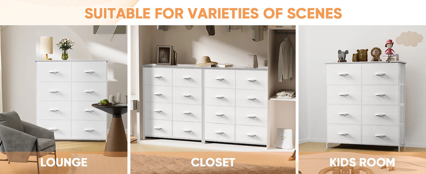 JHK Kids Wardrobe Dresser With 8 Drawers Steel Frame