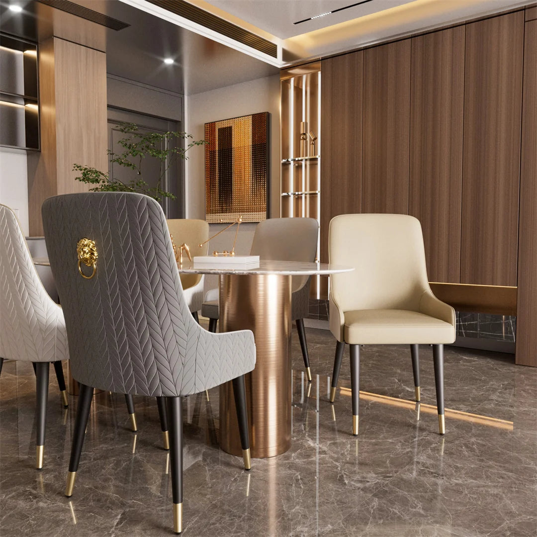 LUVODI Dining Chairs Set of 2 Luxury Microfiber Leather Leisure Chair with Lion Knocker Kitchen Table Chairs for Restaurant
