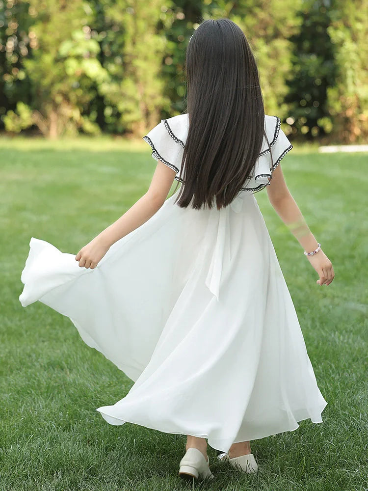 Fashion Chiffon Boho Girls Dresses Bohemian Beach Kids Clothing Vestido Girl Outfit Robe Fille Casual Maxi Children Dress Summer