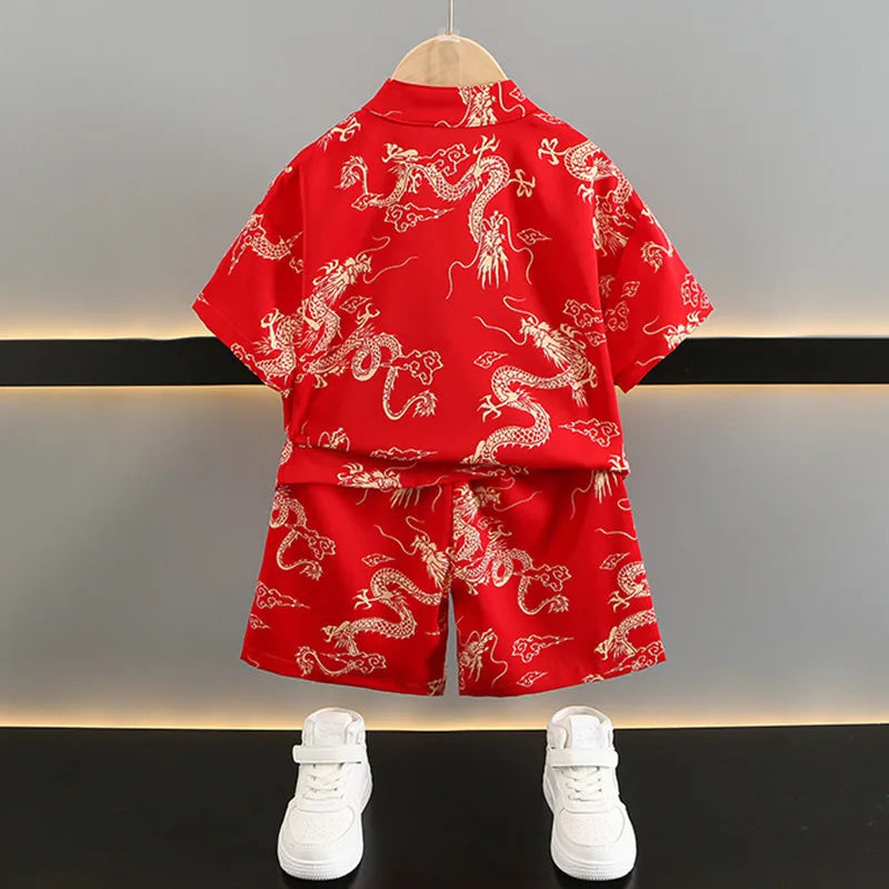 Fashion Baby Tang Costume Tops Pants Two-piece Set Boy Outfit Casual Children's Sets Summer Tweens Boys Hanfu Suit Kids Clothing