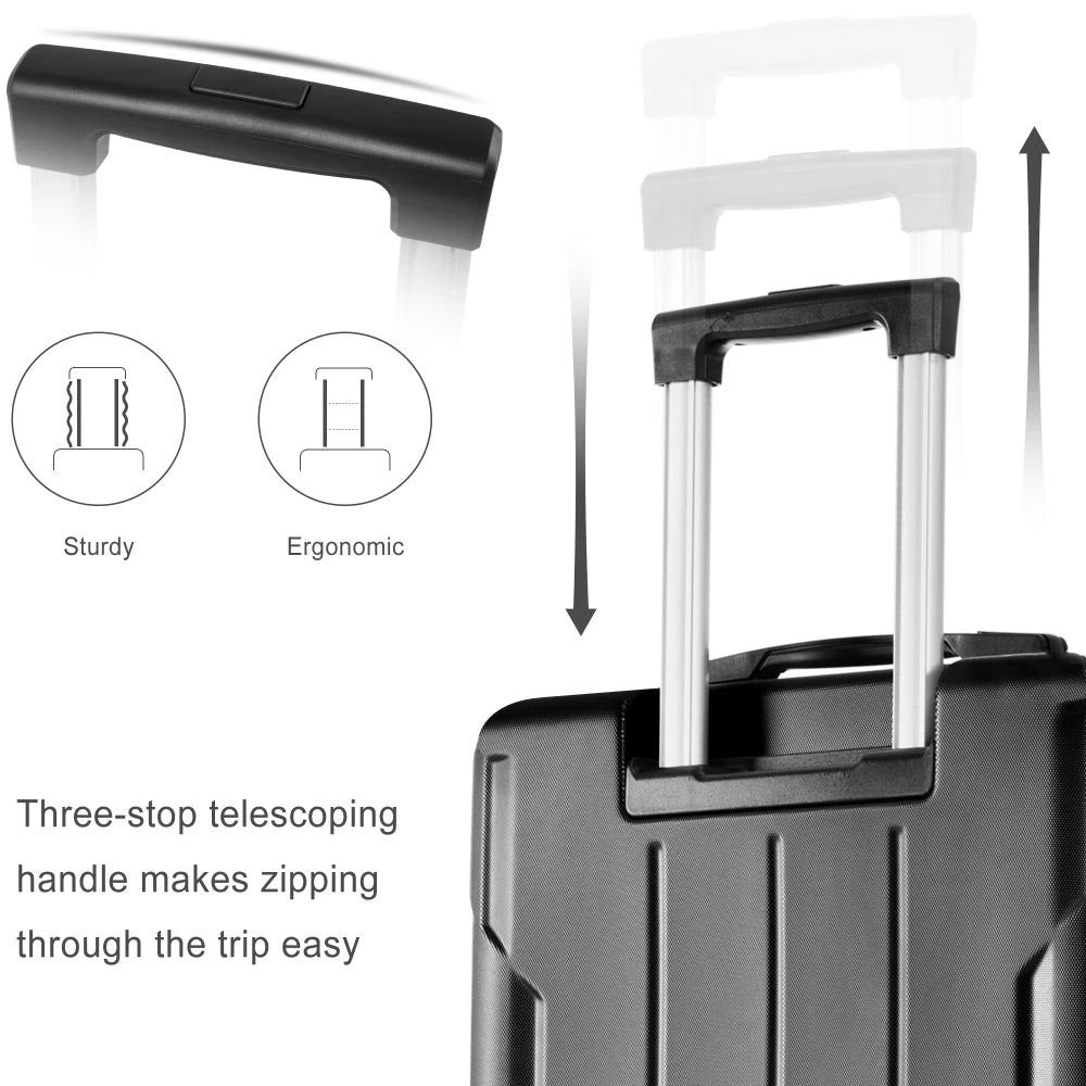 Luggage Set 3 Pcs Hardshell Suitcases, TSA Lock, Lightweight Travel Luggage 20" Carry on 24" 28" Checked for Family Trips