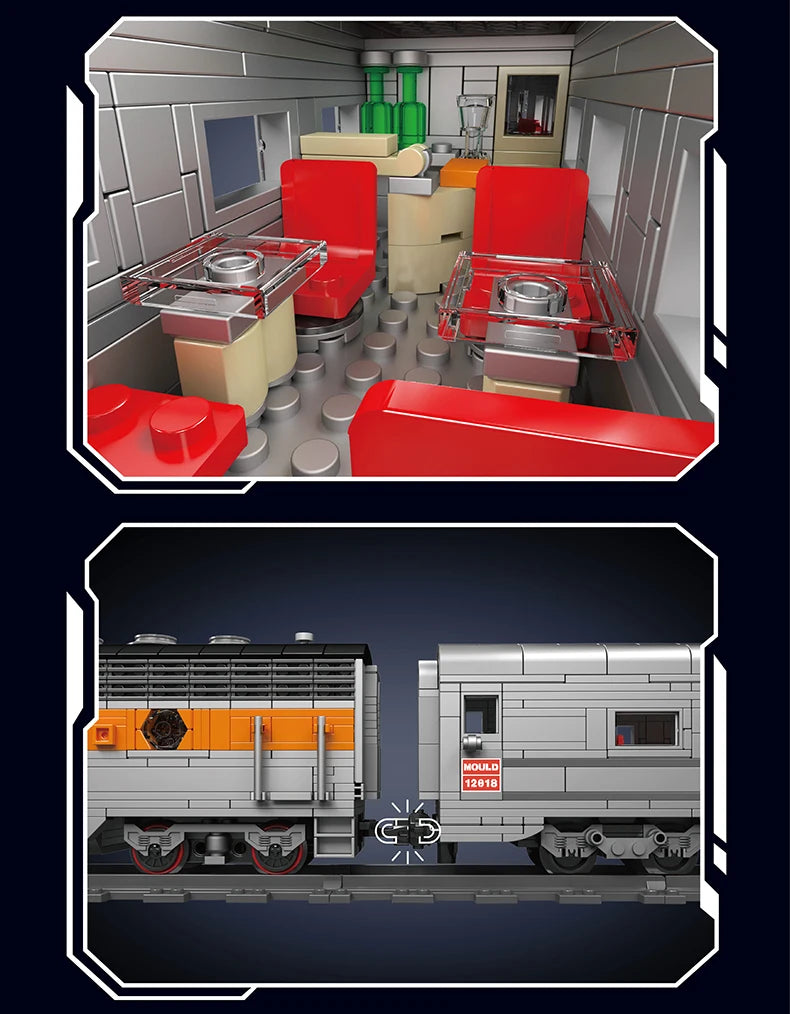 Mould King 12018 Technical Train Toys The RC USA EMD F7 WP Diesel Locomotive Building Block Brick Assembly Kids Christmas Gift