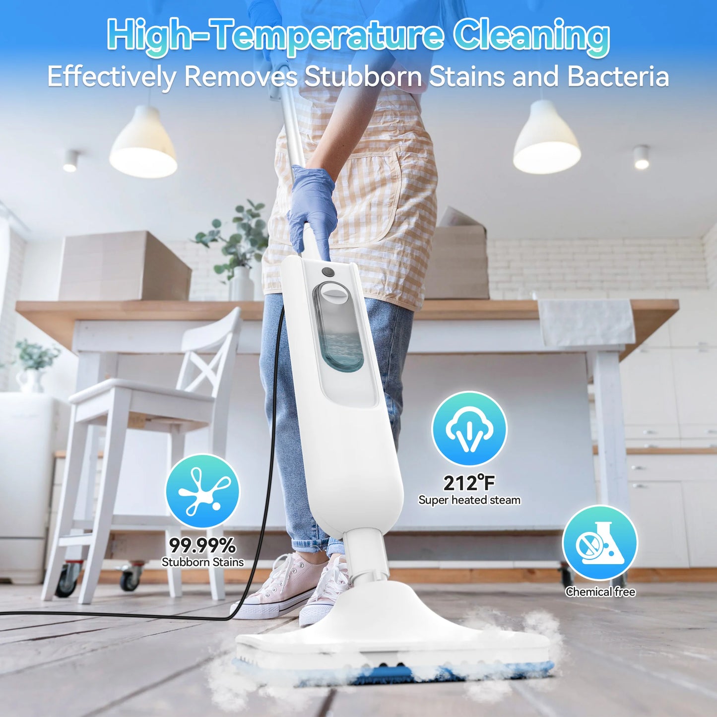 INSE Powerful Steam Mop High Temperature 6 in 1 Scrubbing Steam Cleaner Detachable Floor Steam Mop for Hard Floor Carpet Kitchen