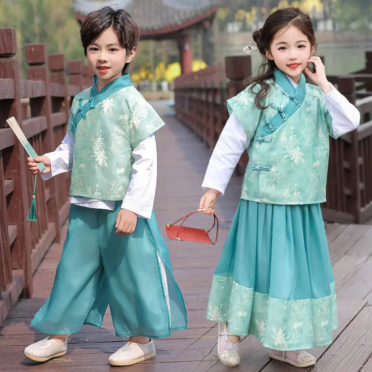 Chinese Hanfu Children Clothing Cosplay Performance Costume Kids Clothes Ethnic Style Children's Sets Girl Suit Two Piece Boy