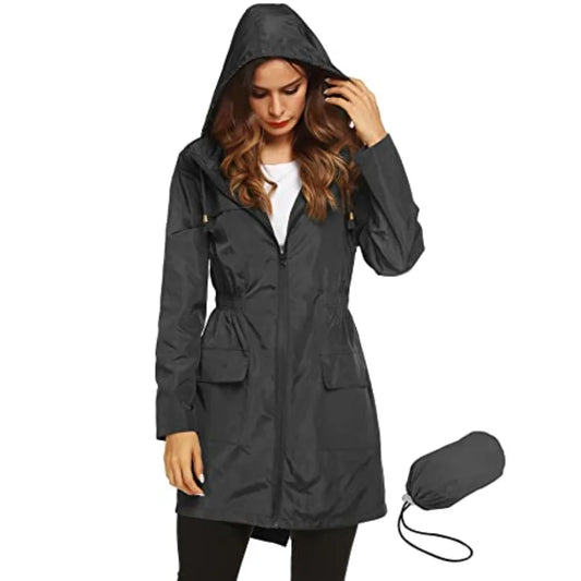 Lomon Women Waterproof Lightweight Rain Jacket Active Outdoor Hooded Raincoat