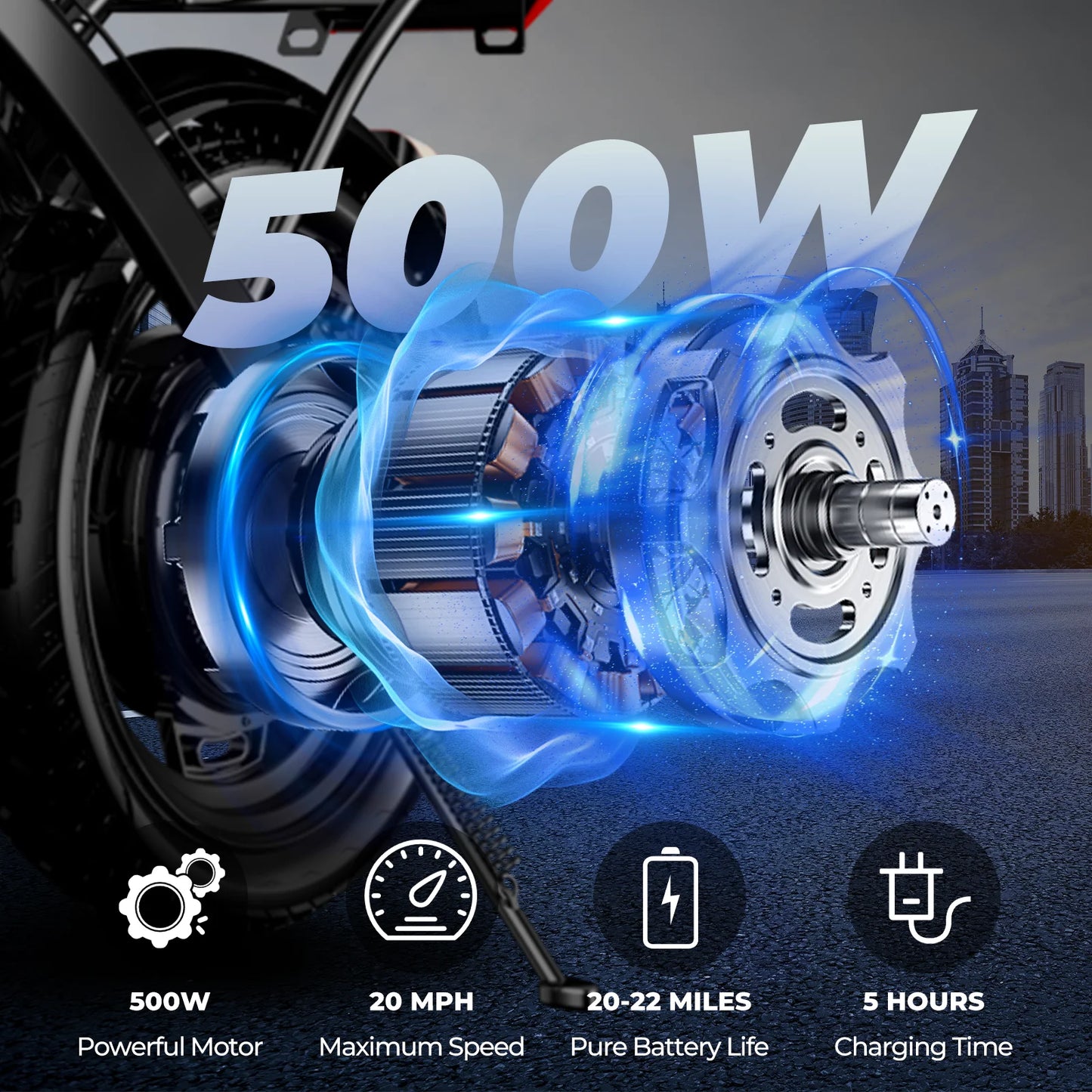 1Year Warranty 500W Adult Electric Bike 20MPH 48V10.4Ah with Dual Disc Brake 14 Inches Folding Electric Bike 22 Mile Range