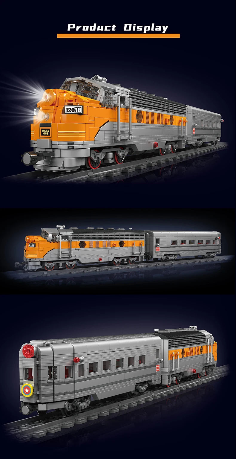 Mould King 12018 Technical Train Toys The RC USA EMD F7 WP Diesel Locomotive Building Block Brick Assembly Kids Christmas Gift