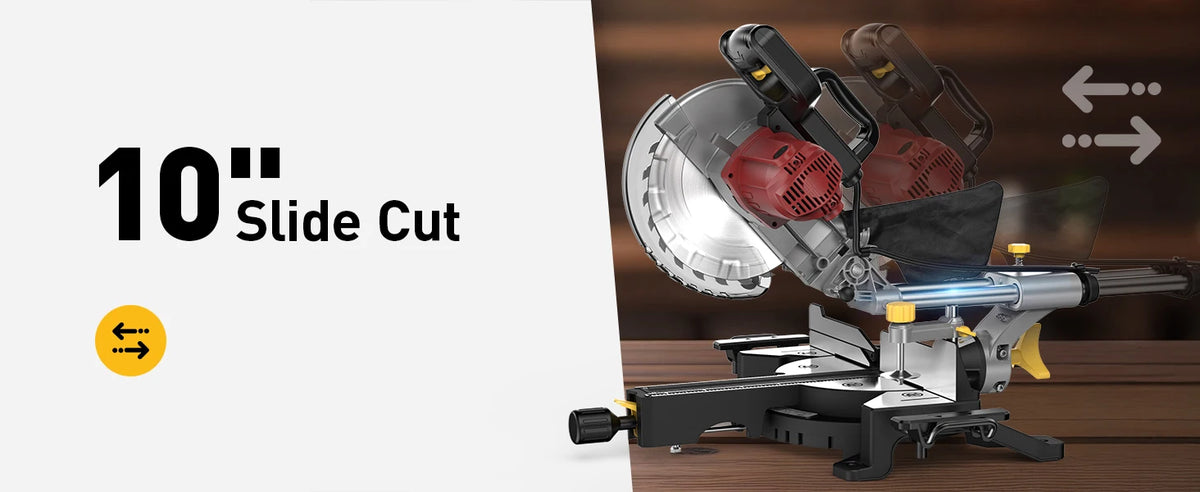 10/12 Inch Single/Dual-Bevel Sliding Compound Miter Saw, 5000/3800RPM, 0-45°, 15 Amp, 36T Blade Precision Cutting Power Saw