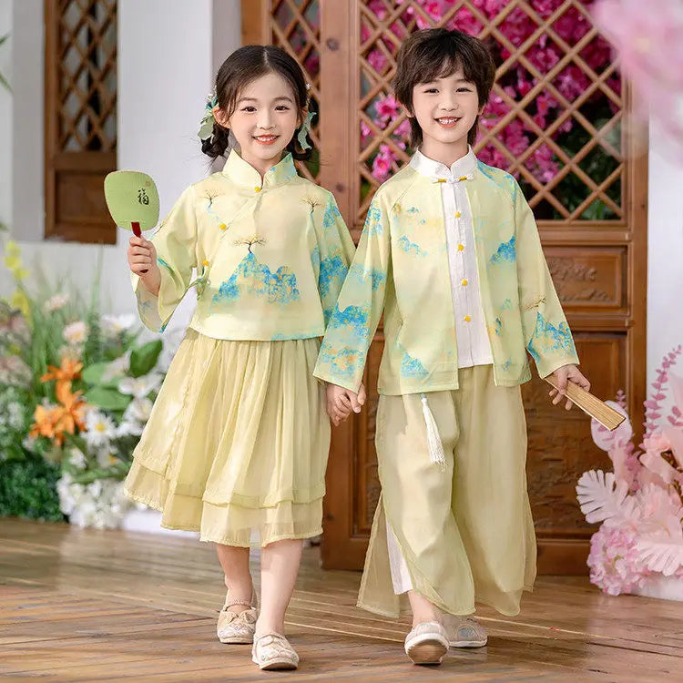 Chinese Hanfu Children Clothing Cosplay Performance Costume Kids Clothes Ethnic Style Children's Sets Girl Suit Two Piece Boy