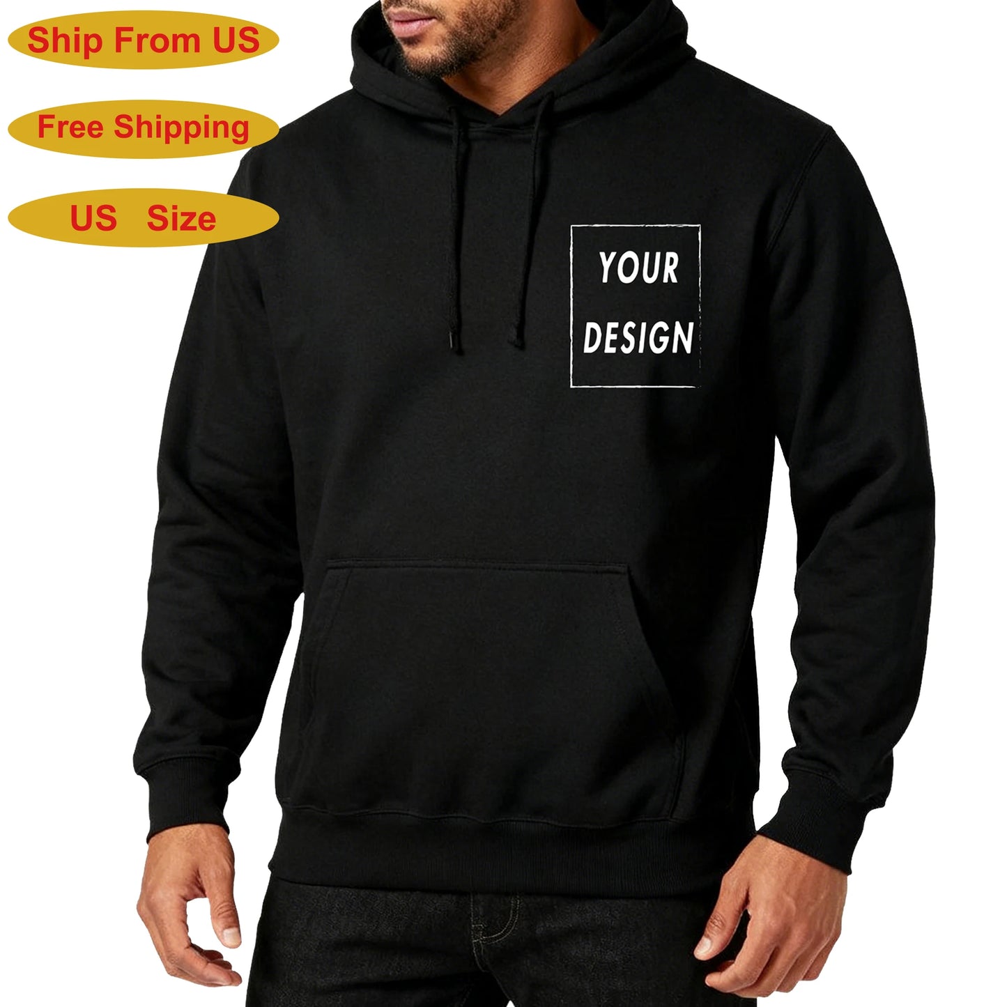 Customized Hoodies For Men And Women Long Sleeved  High Quality Hooded DIY Photos Or Text Thick Hoodies Shipped From US