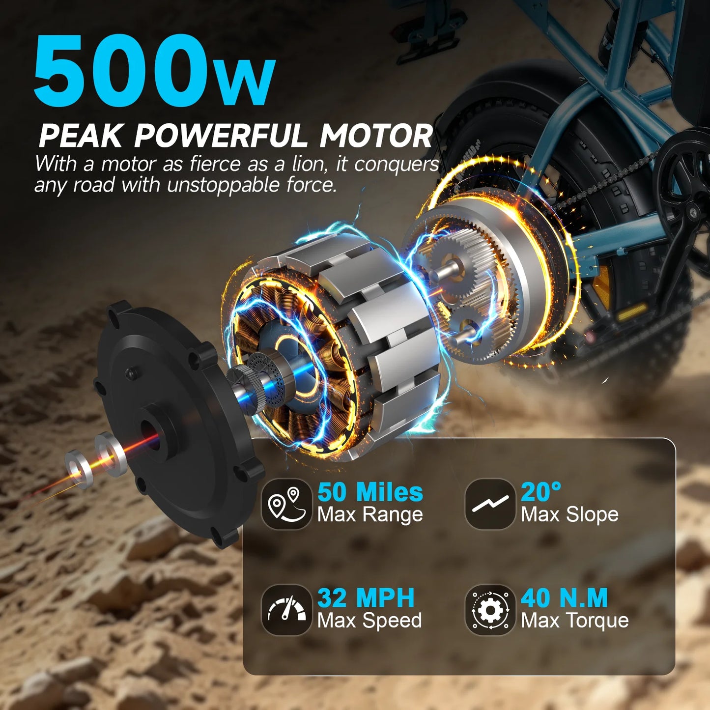 500W Mountain Ebike 36V 13Ah Lithium Battery 28MPH Max Speed 50Miles Long Range Adult Off Road Electric Mountain Bike 16 inch mini