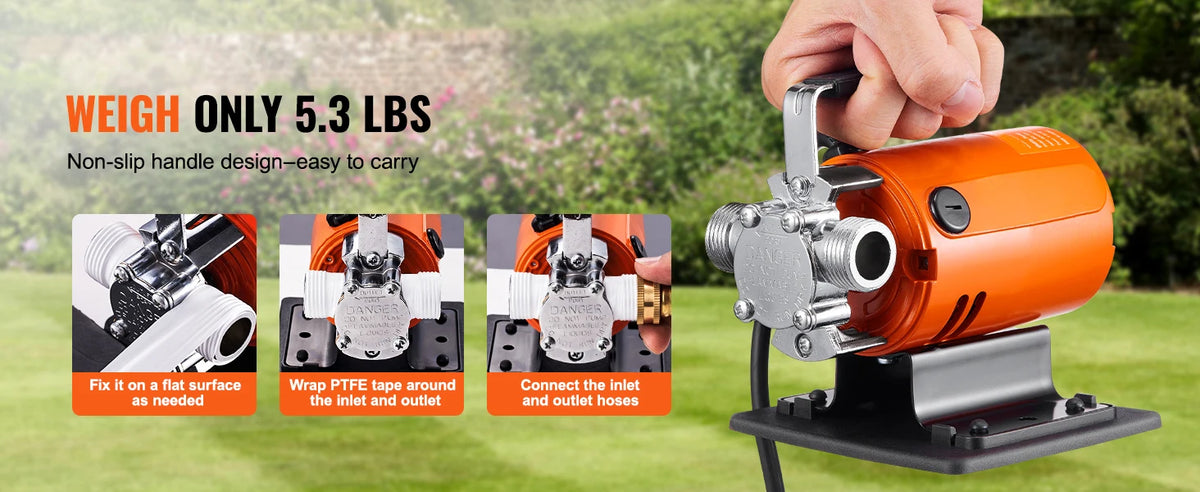 SucceBuy Water Transfer Pump 120V AC 360GPH 1/10 HP Portable Electric Utility Pump for Garden, Rain Barrel, Pool, Pond, Aquarium