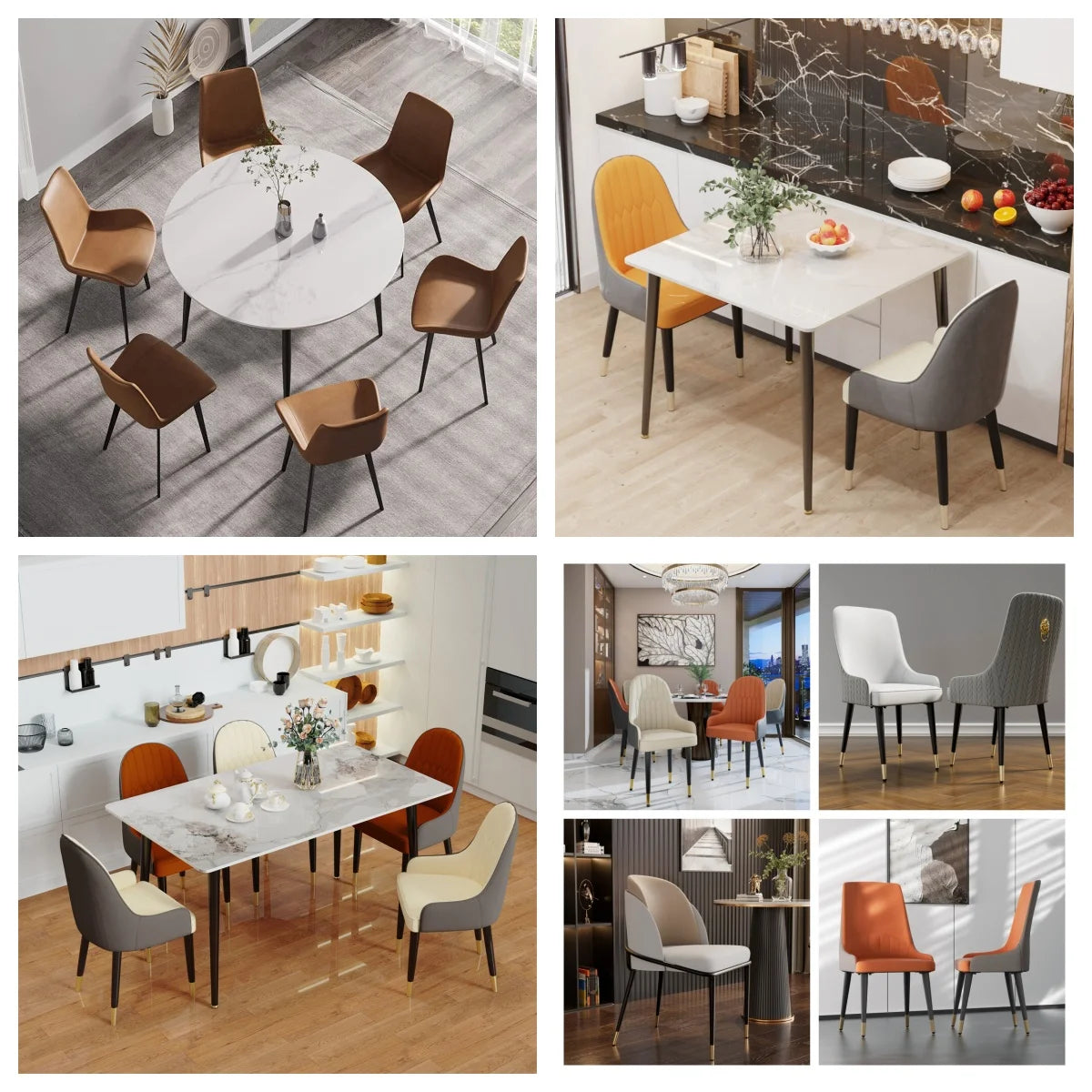 LUVODI Dining Chairs Set of 2 Luxury Microfiber Leather Leisure Chair with Lion Knocker Kitchen Table Chairs for Restaurant