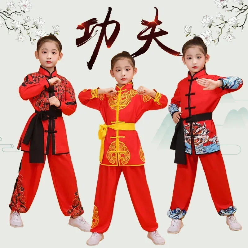 Chinese Kung Fu Uniform Children Wushu Sets Baby Martial Arts Costumes Girl Suit Perform Outfit Kids Clothes Boy Tai Chi Set
