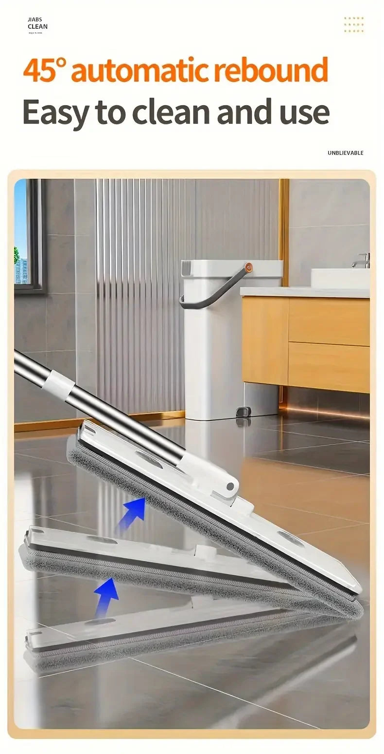Joybos Ultra-Slim Flat Mop and Bucket System, Hands-Free Wash & Dry Floor Mop Set with 2 Microfiber Pads, 360° Swivel Mop with Squeegee Edge for Hardwood Tile Laminate
