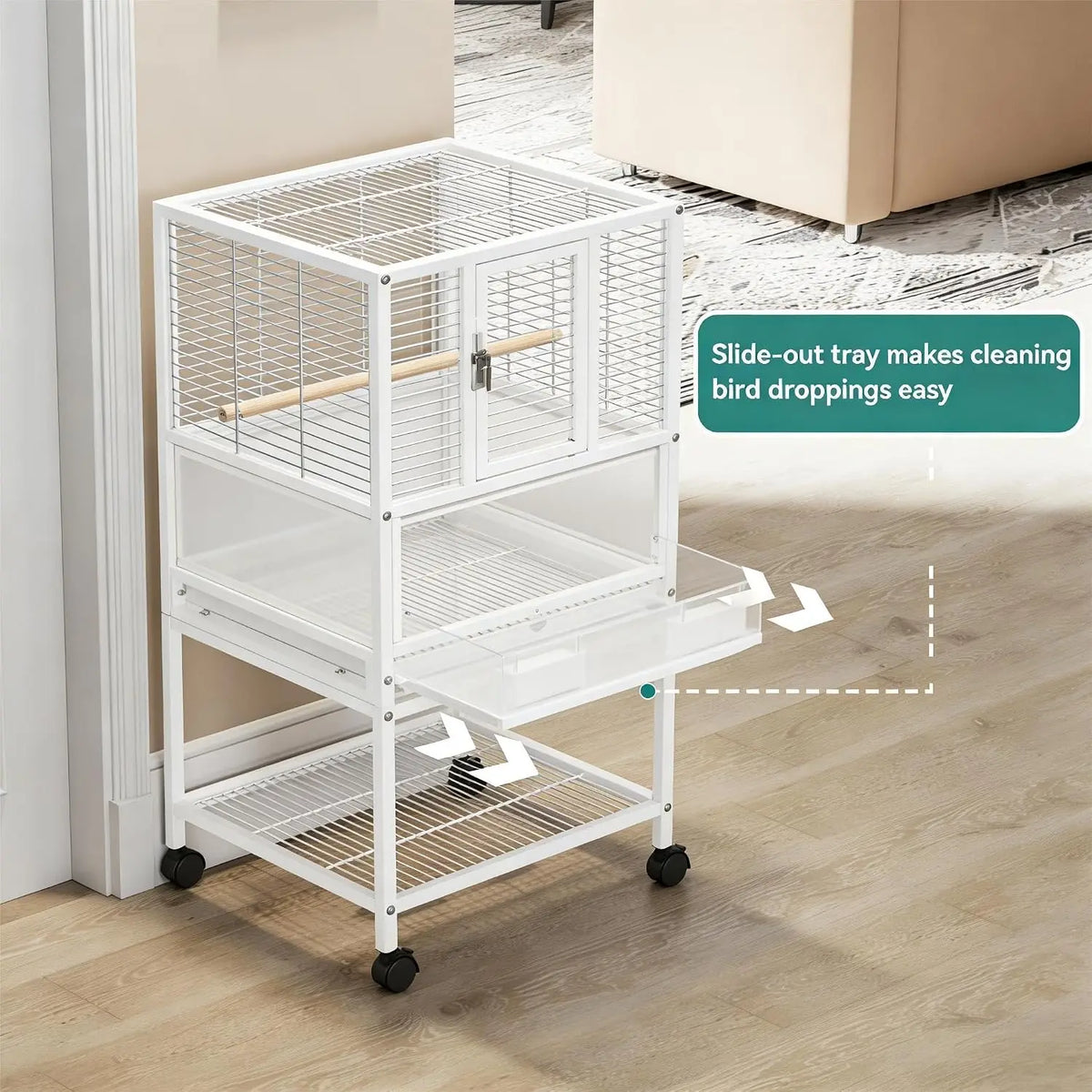 Garvee 3 IN 1 Large Wrought Iron Bird Cage Luxury Pet Villa  for Parrot Canary Budgie Pigeon Breeding with Wheels Bird Carrier for Parakeets, Canaries, Lovebirds, Small Quaker, Cockatiels, Budgie