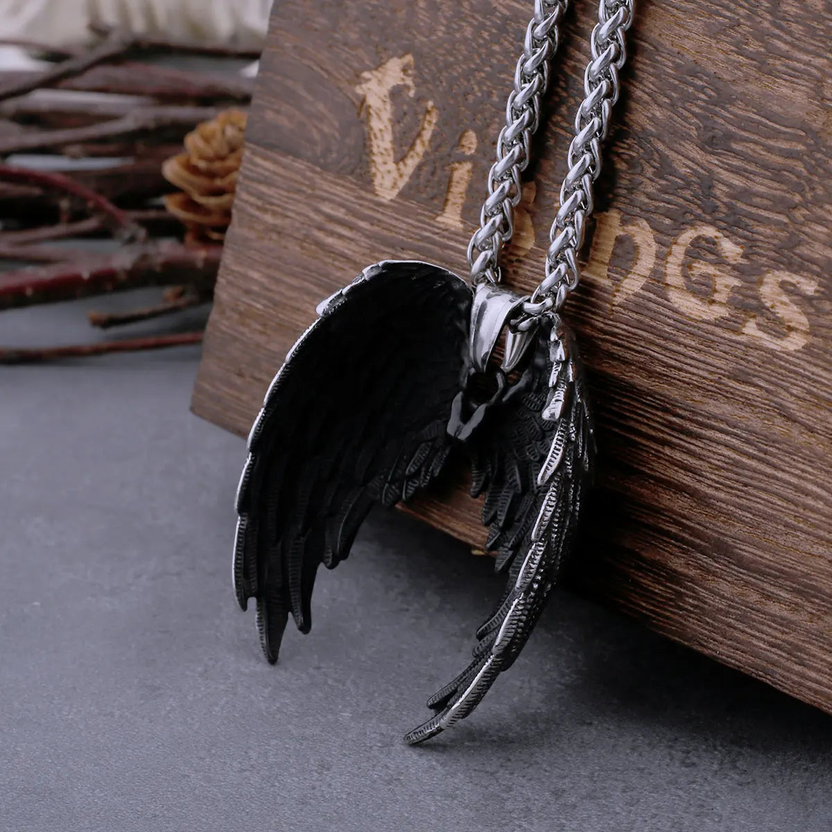 Stainless Steel Classic Angel Wings Necklace Men's Fashion Animal Boutique Handmade Hip Hop Pendant Jewelry Gift DropShipping
