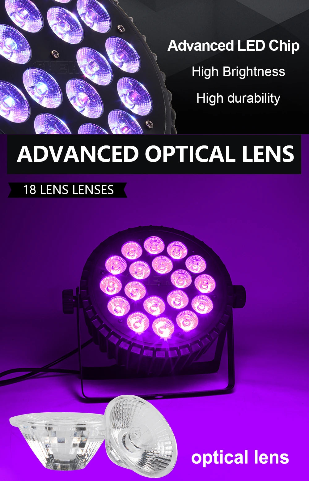 SHEHDS Aluminum Alloy LED Flat Par Lighting18x12W RGBW/18x18W RGBWA+UV DMX512 Disco Christmas Lights DJ Equipment Audience
