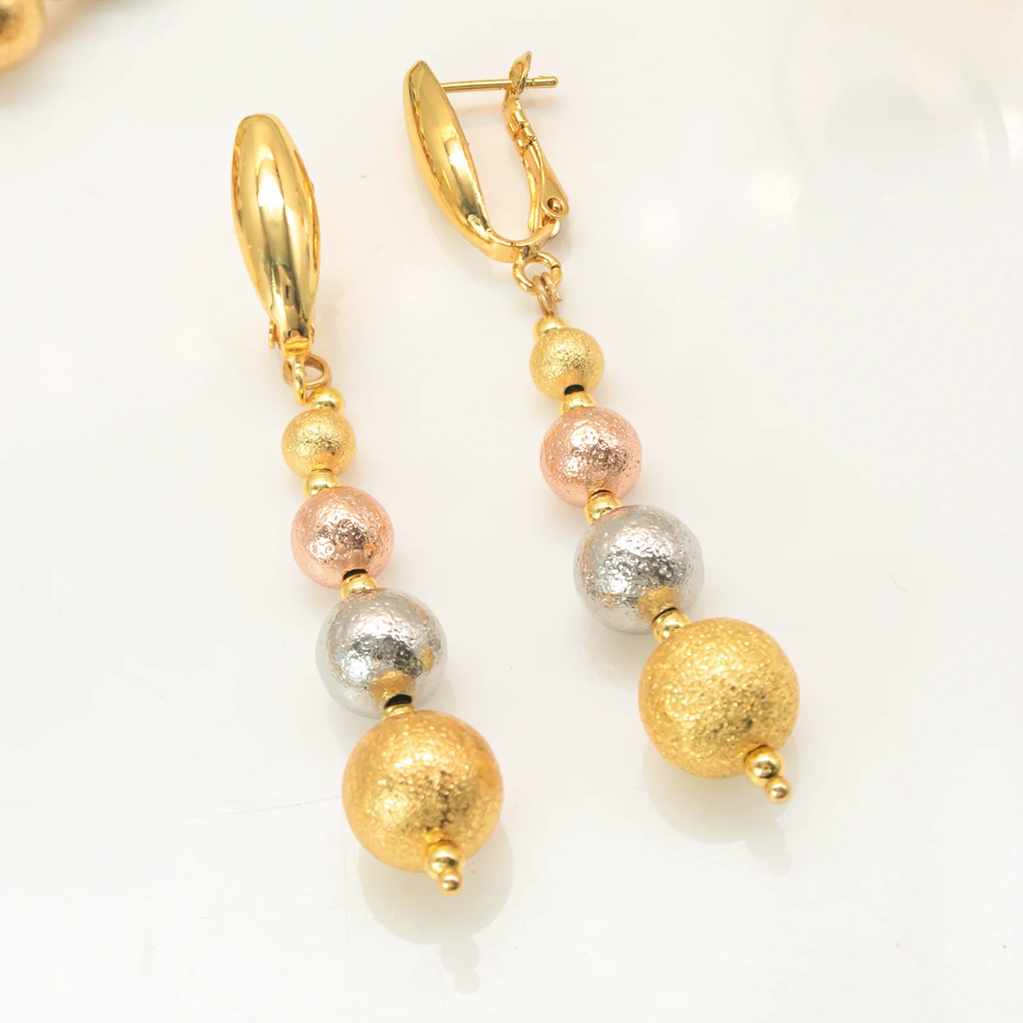 GZJPEI 4 Pcs/set 2026 Fashion Women Jewelry Set Multi Layer Three Tone Beads Jewelry Accessories For Lady Birthday Gifts