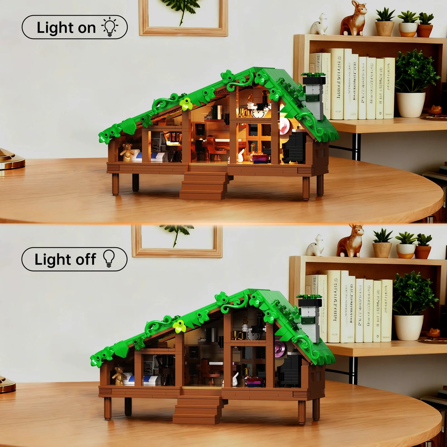 Folk Cabin Building Blocks Set Forest Cabin House Bricks Toys Christmas, Birthday Gifts for Girls Adult (664 PCS)