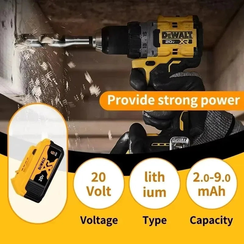 100% Original DeWalt 20V 6.0Ah Battery Power Tool Replacement for DeWalt DCB184 DCB181 DCB182 DCB200 6.0Ah 18Volt 20v Battery.