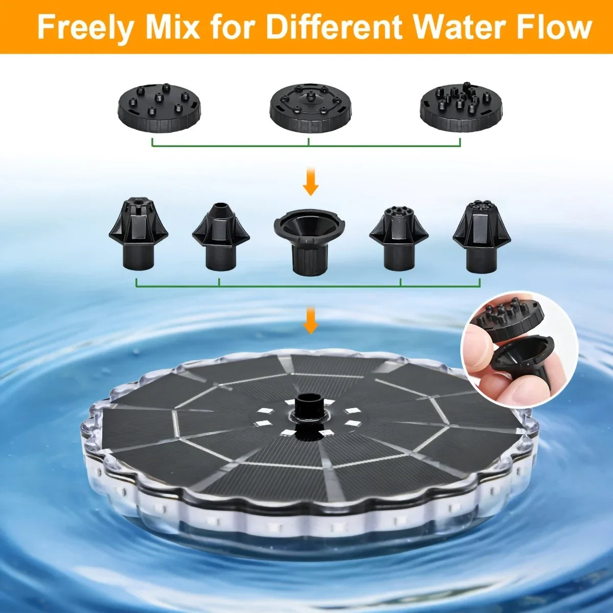3.5W Outdoor Solar Fountain for Garden Water Indoor Pond Solar Fountain Pump Kit with 7 Nozzles Fountain Light 7 Color Bird Bath