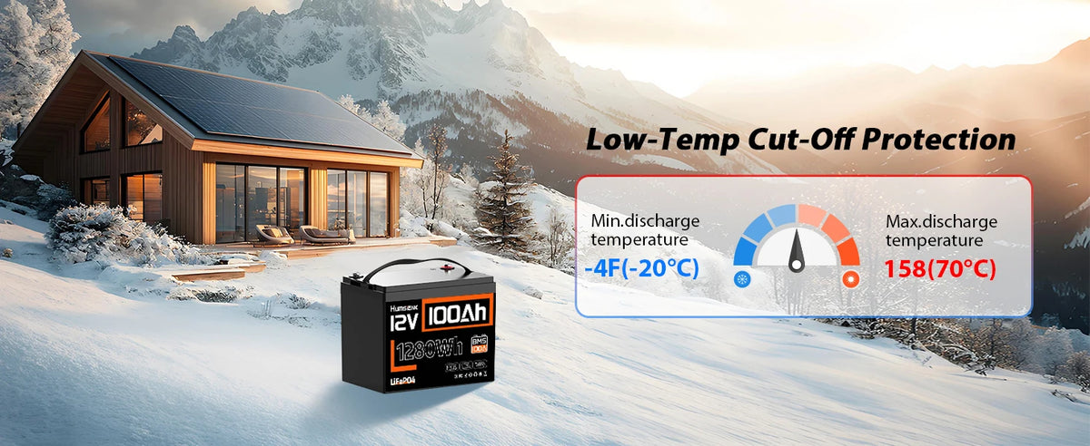 Humsienk LiFePO4 Lithium Battery 12V 100AH BMS 100A 1280Wh For RV/Vans/Trolling Motor/Off-grid/Camping/2-Year Warranty/UL 1973