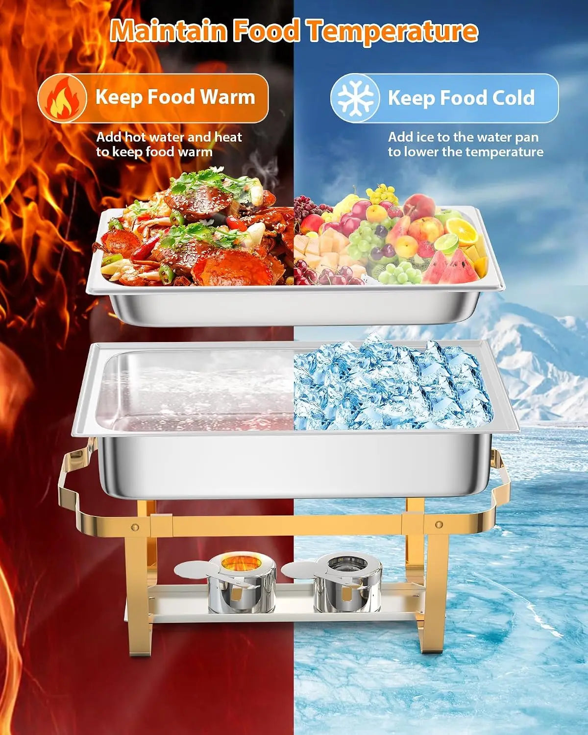 Tacleekii 2 4 6 Pack Chafing Dishes Buffet Set 8QT Rectangle Catering Food Warmers Complete Set Stainless Steel Buffet Servers and Warmers with Lid Complete Set for Parties Banquets Weddings