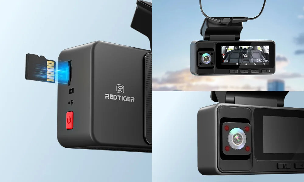 REDTIGER A3  3 Cameras Front/Cabin/Rear Cam Dash Cam Dash Camera Built-in 5.8Ghz WiFi GPS Car DVR Night Vision Parking Monitor