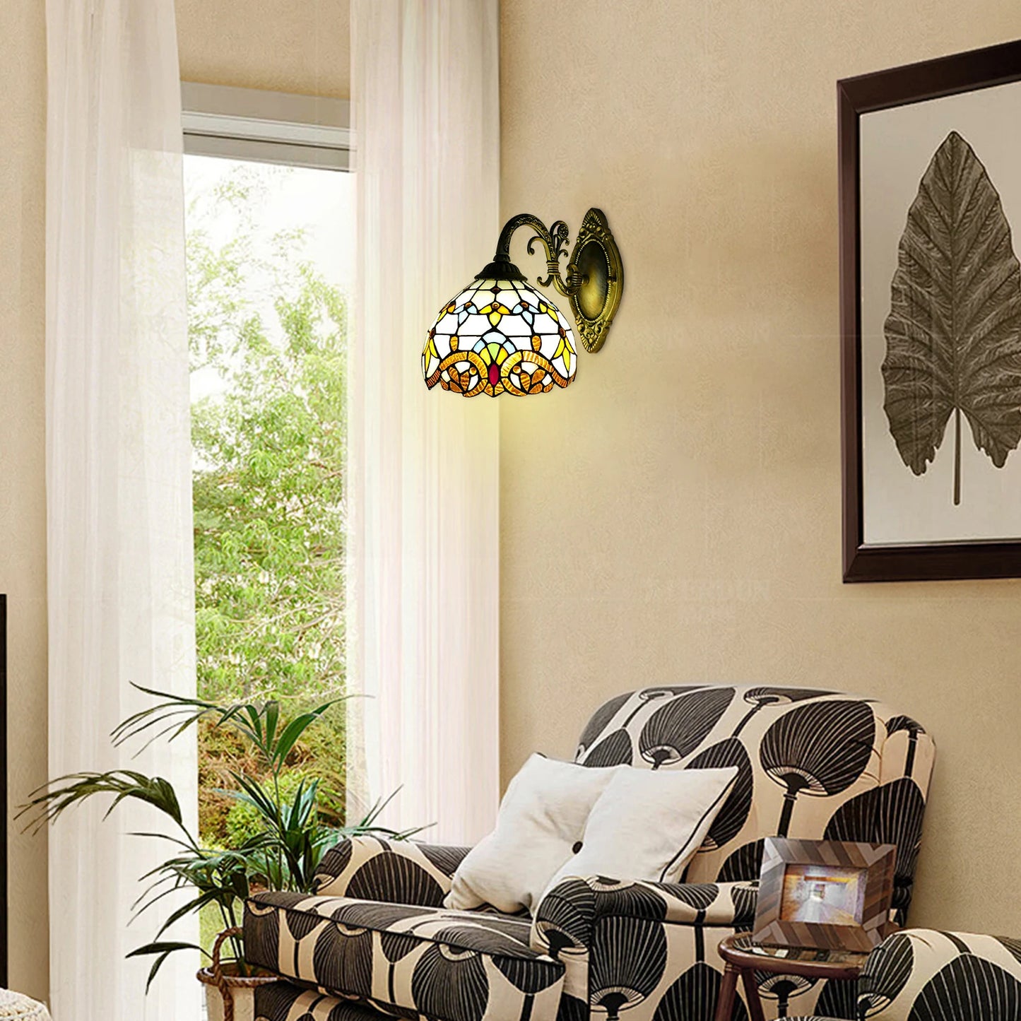 Tiffany Wall Lamp Wall Light Indoor Vintage Wall Lamp Vintage Lamp Retro Handmade Dome Lamp for Living Room Staircase Bedroom