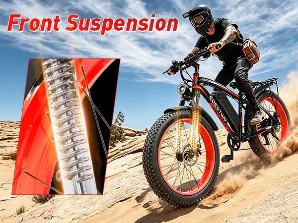EOEOTWO 26" Fat Tire Electric Bike for Adults, 1000W Motor 1500W Peak, 48V 15Ah Battery, 34 MPH Max Speed, Up to 60 Miles Long Range