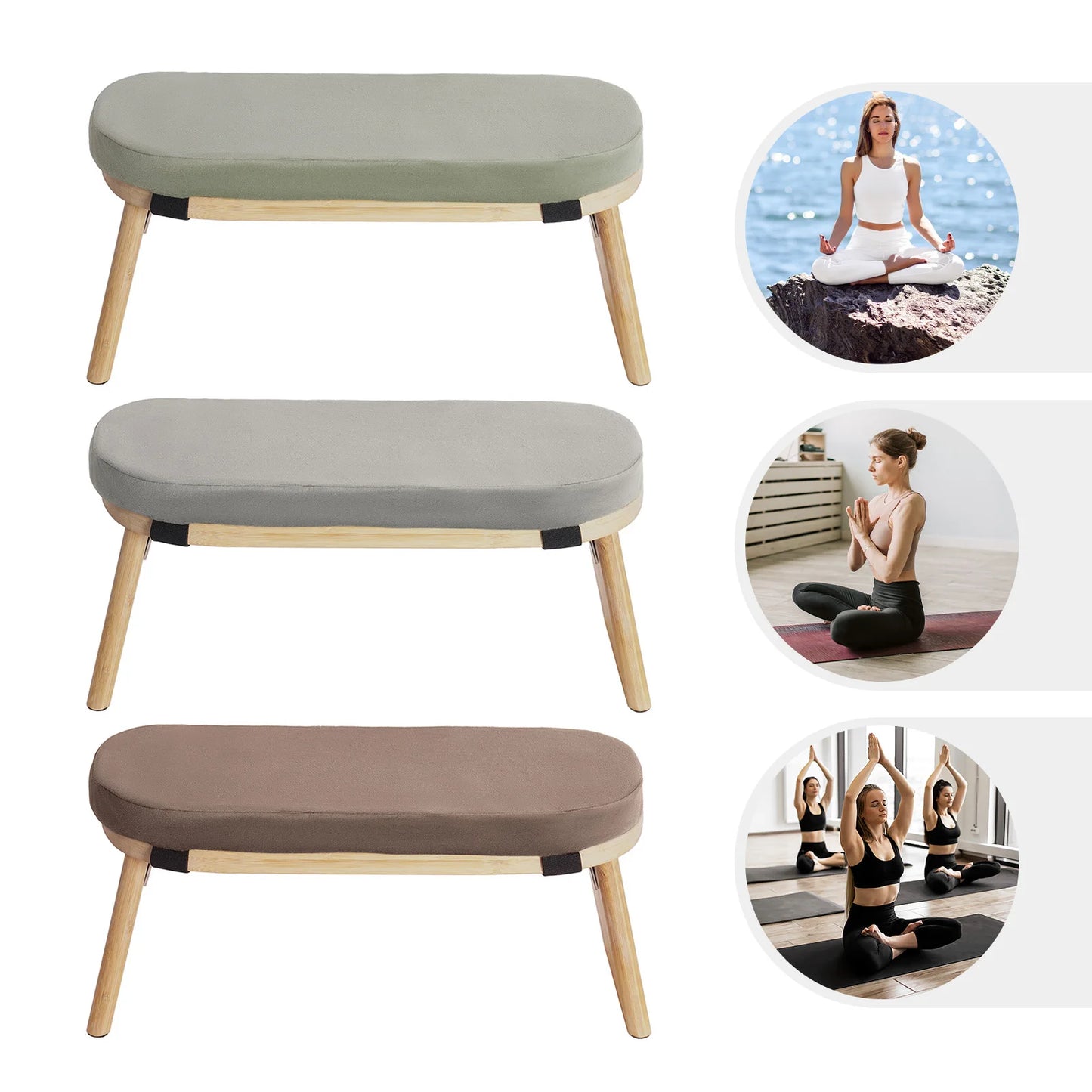 Foldable Meditation Bench Kneeling Meditation Stool for Home Kneeler Meditations Yoga Prayer Coffee/Gray/Green